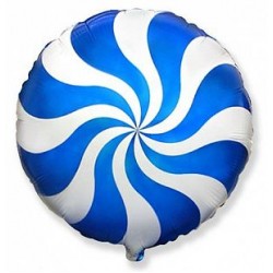 Фольгированный шар круг "Леденец" синий