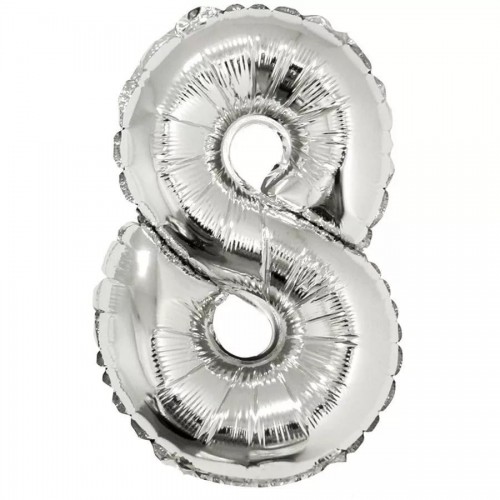 Фольгированный шар Цифра "8" Серебро