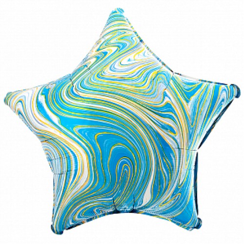 Фольгированный шар звезда "Мрамор" синий