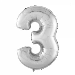 Фольгированный шар Цифра Серебро "3"