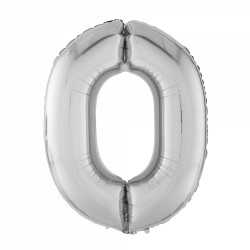 Фольгированный шар Цифра "0" Серебро