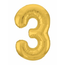 Фольгированный шар Цифра "3" Золото