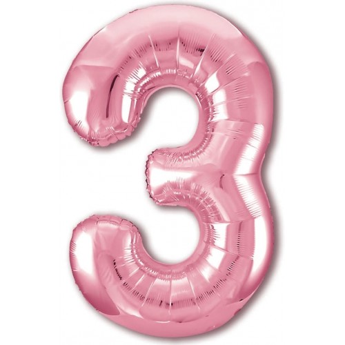 Фольгированный шар Цифра "3" Розовый